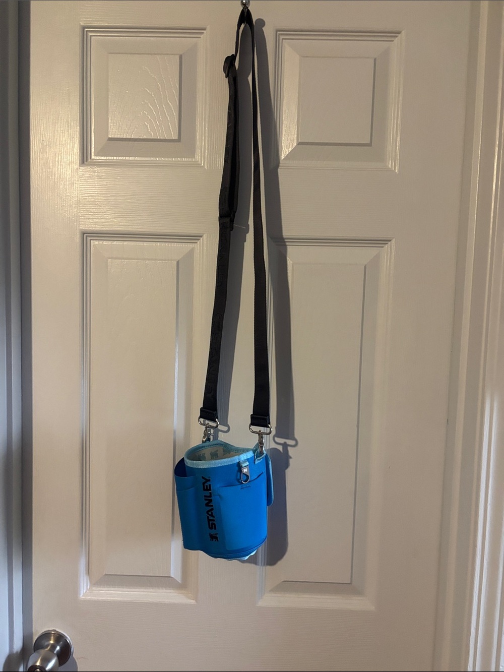 Stanley Bright Blue Crossbody Bottle Carrier with Black Strap